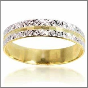 yellow & white gold diamond cut wedding ring